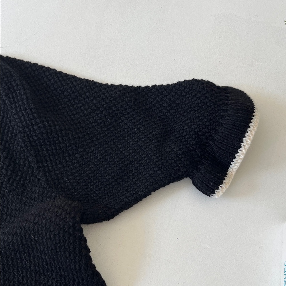 Georgie Black Crewneck Knit Sweater with White Trim - Picture 7 of 7